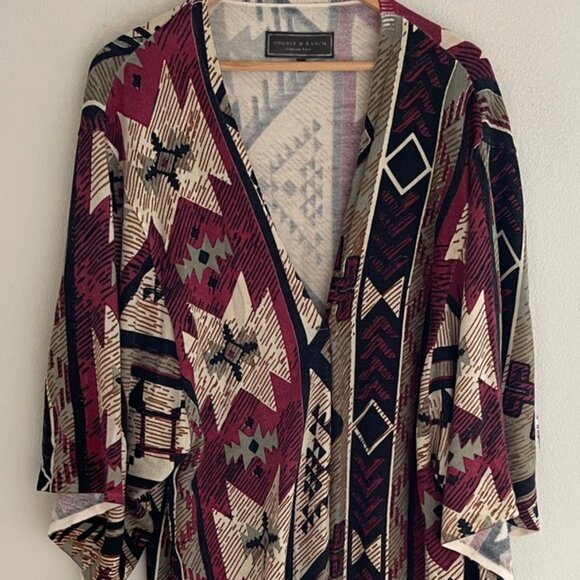 DOUBLE D RANCH Long Tribal/Aztec Print Duster/Kimono/Cardigan: XS (RUNS LARGE!) - Picture 1 of 9